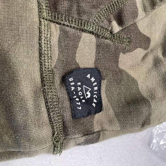 American Eagle Size S Mens Green Black Camouflage Hooded Pullover Jacket - Picture 9 of 10